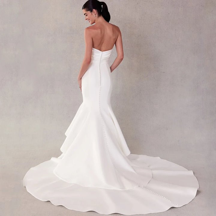 Lovely Pleat Open Back Bridal Dress