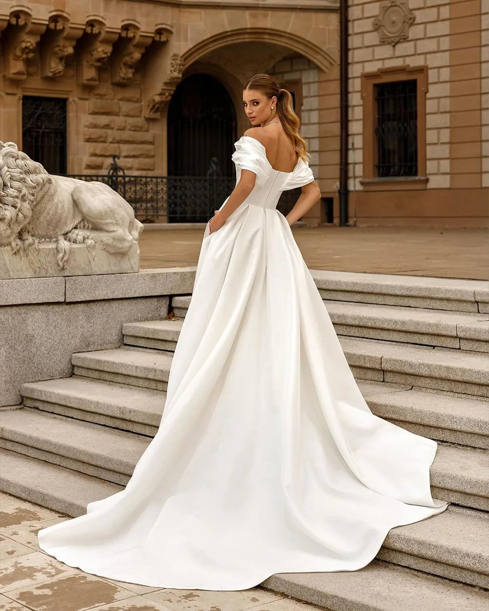 Modern Off-The-Shoulder Wedding Dress