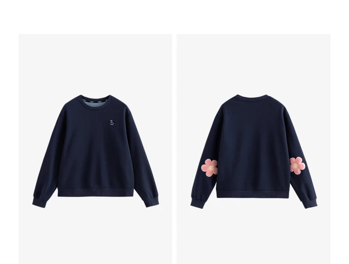 Versatile Flower Pullover Sweatshirt