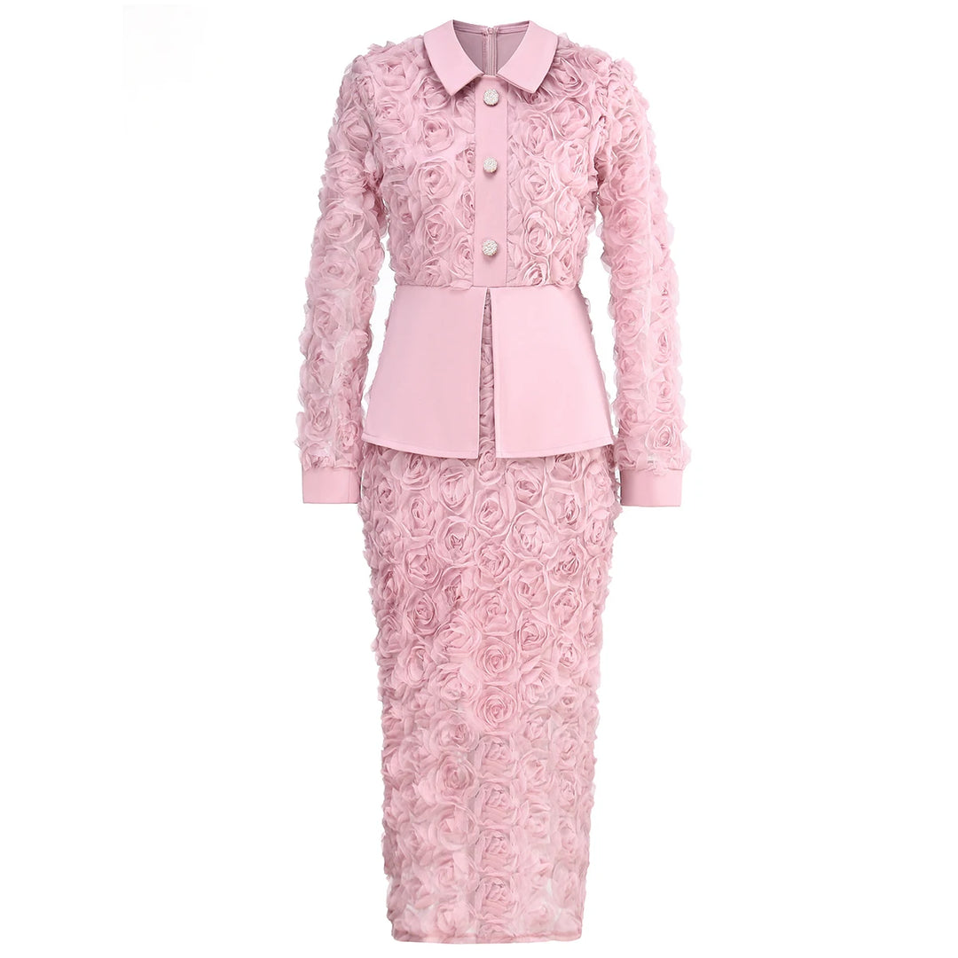 Sweet 3D Lapel Fake Two-Piece Dress