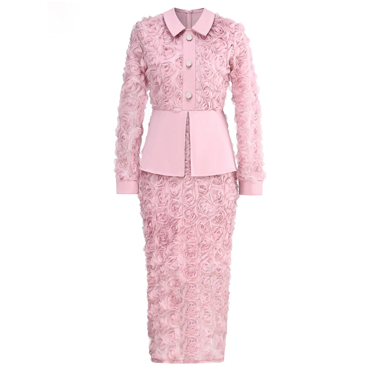 Sweet 3D Lapel Fake Two-Piece Dress