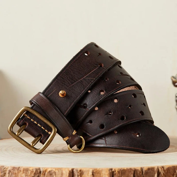 Luxury Double Pin Buckle Leather Belt