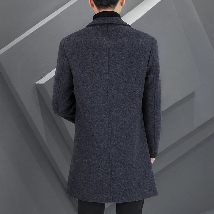 Luxury Mid-Length Woolen Overcoat
