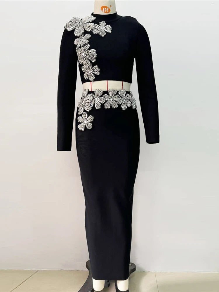 Long Sleeves Diamond Flower Women's Bodycon Dress - All For Me Today Long Sleeves Diamond Flower Women's Bodycon Dress - All For Me Today
