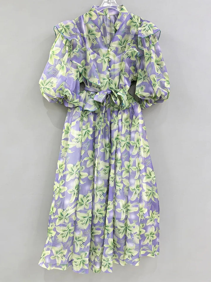Refined Spliced Ruffles Loose Dress