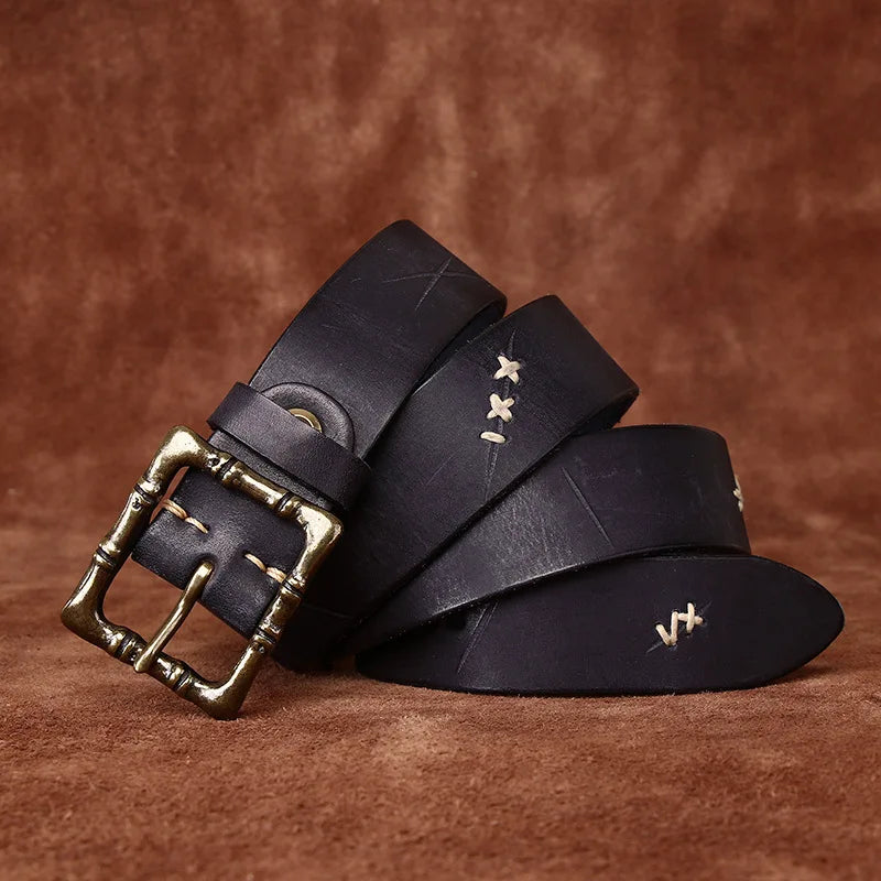 Distressed First Layer Cowhide Leather Belt