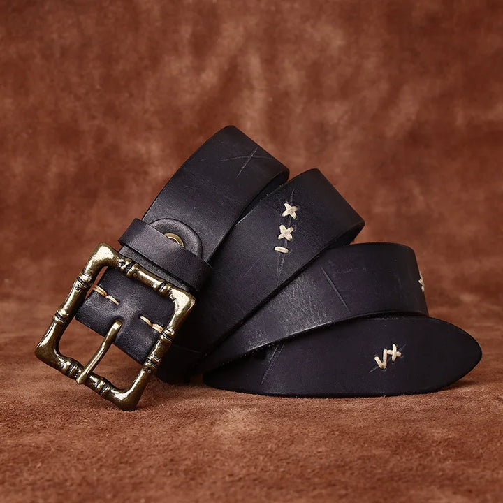 Distressed First Layer Cowhide Leather Belt