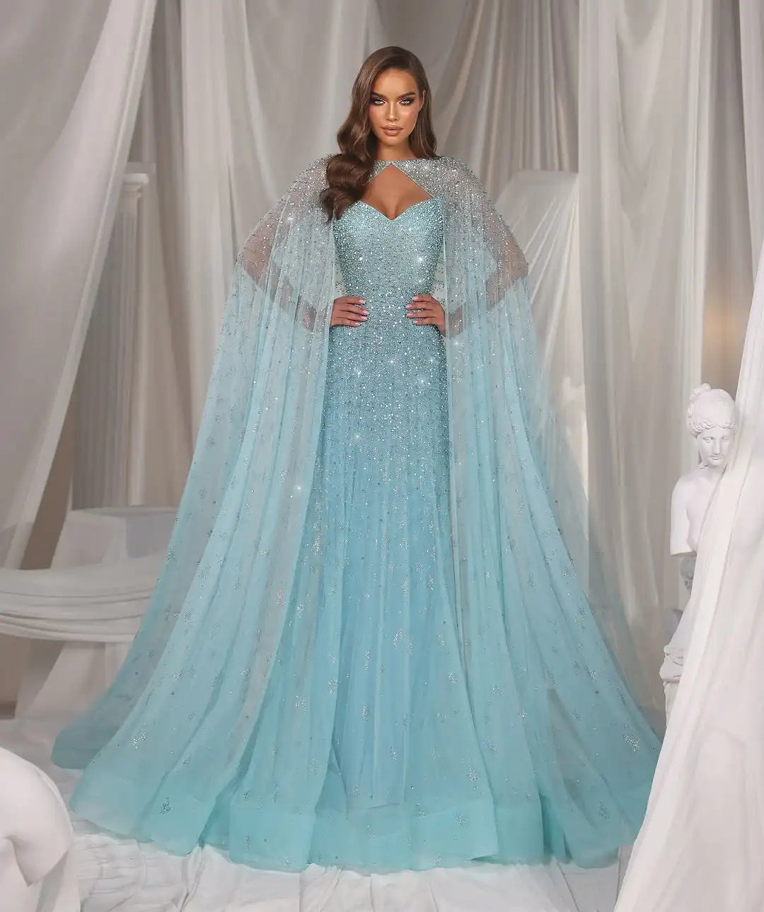 Pro Luxury Cape Arabic Evening Gown