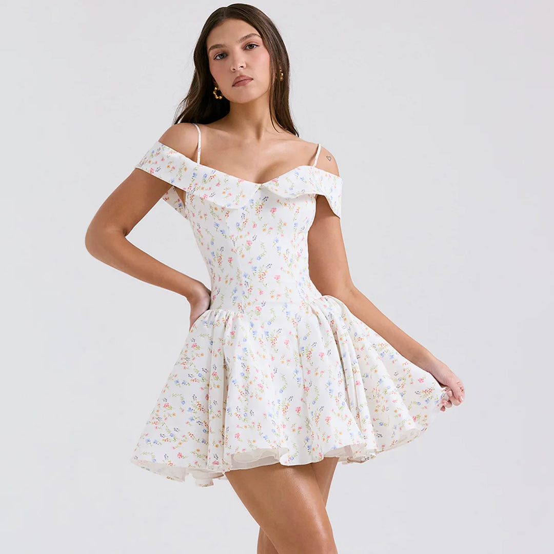 Babydoll Floral Off-The-Shoulder Dress