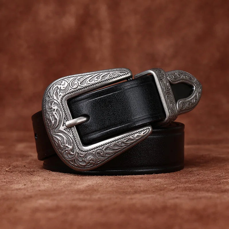 Refined Embossed Crafted Leather Belt