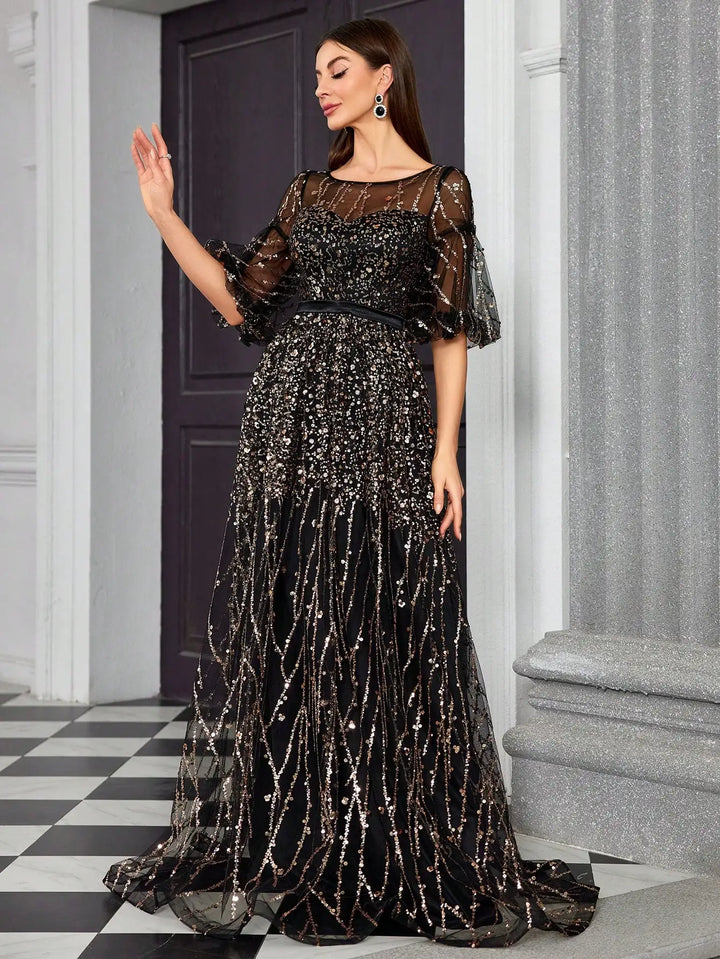 Sweet Semi-transparent Evening Party Dress