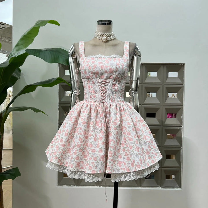 Elegant Flounce Lace Trim Mini Dress