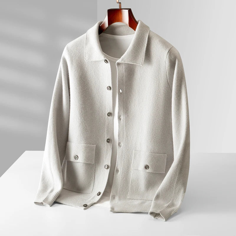 Polo Neck Wool Cardigan