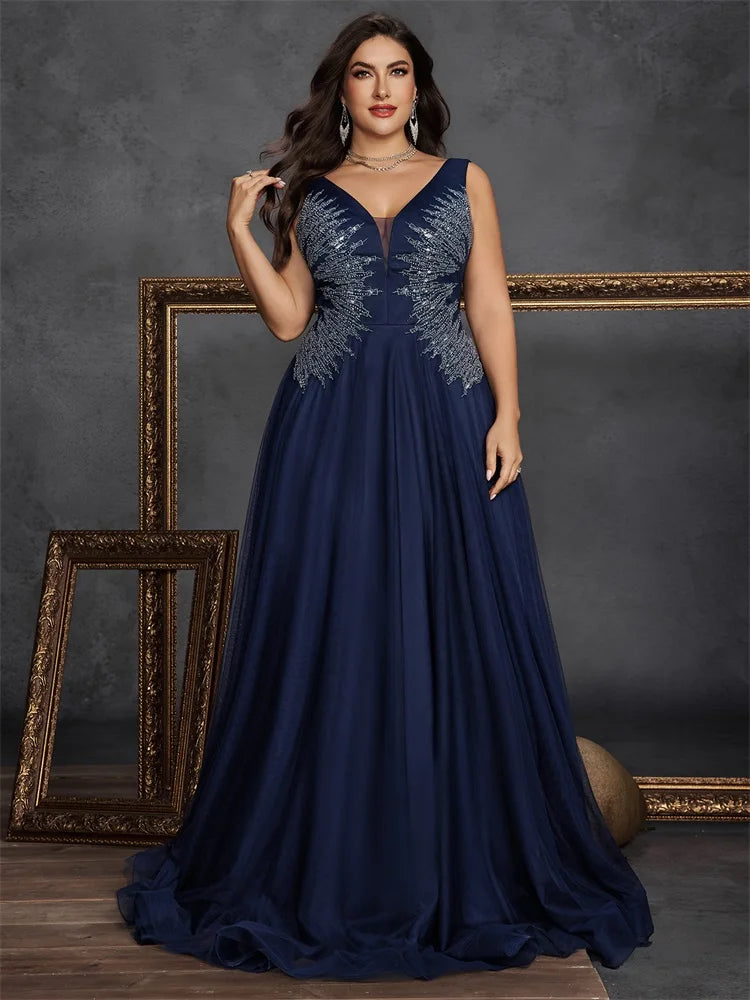 Lovely Appliqued Sequins Prom Gown