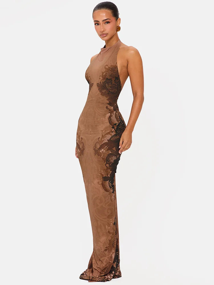 Stylish Halter Backless Party Gown