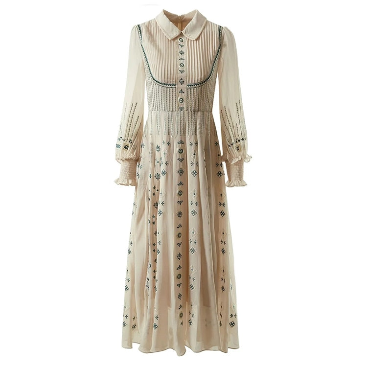 Turn-down Collar Women's Embroidery Dress| All For Me Today