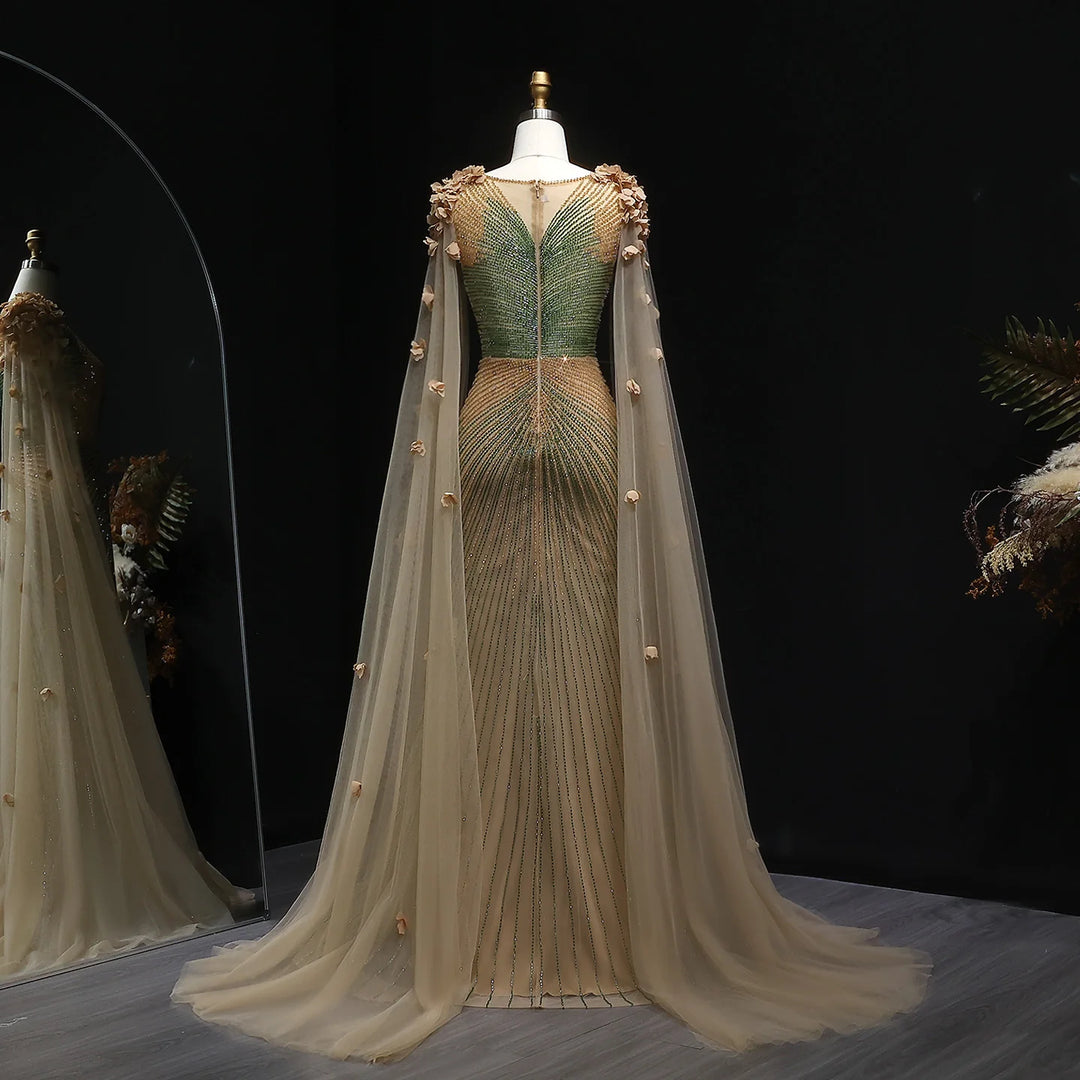 Richness Of Arabic Cape Sleeves Evening Dress