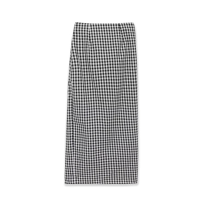 Luxury Draped Plaid Vintage Style Skirt