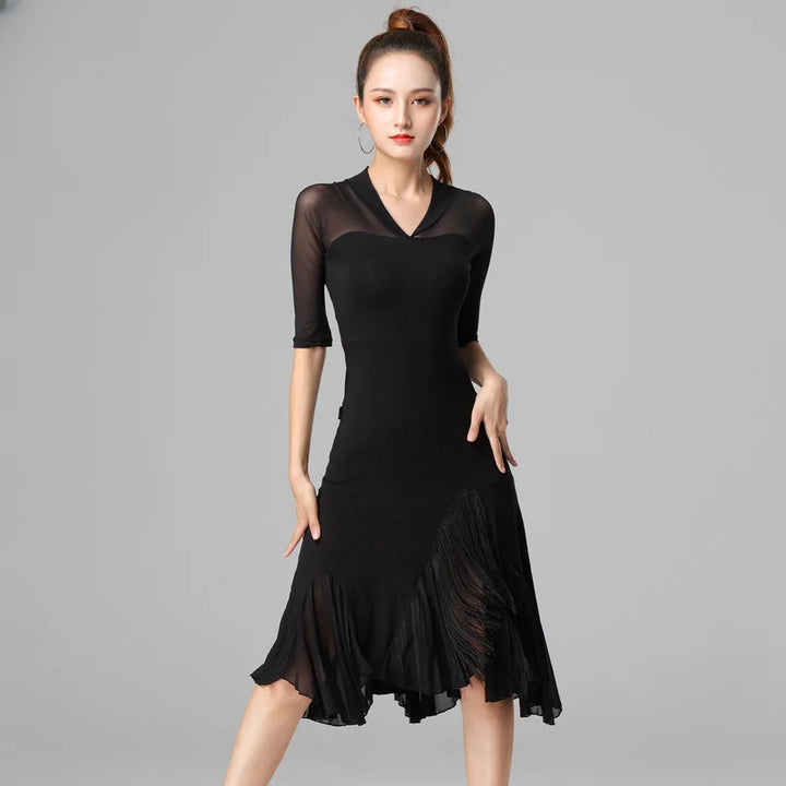 Sweet V-Neck Latin Dance Dress