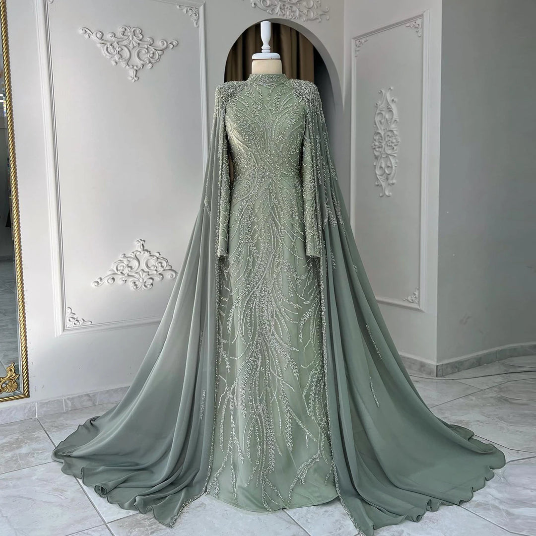 Robe de soirée sirène gracieuse vert sauge