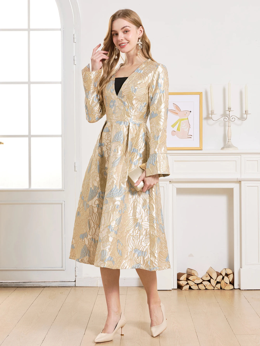 Hochwertiges besticktes Midikleid