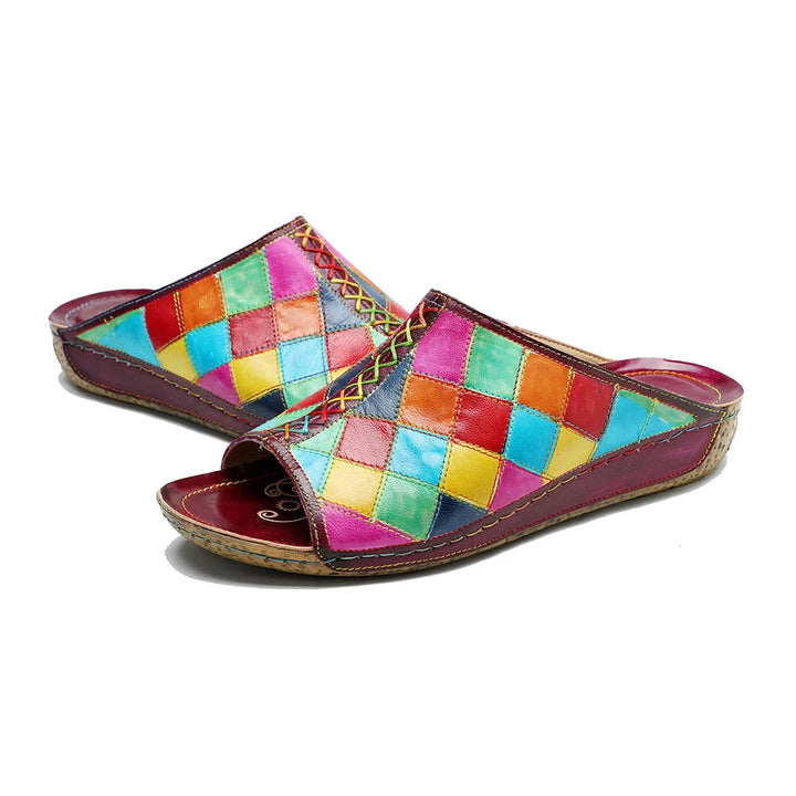 Stunning Contrasting Plaid Flat Slippers