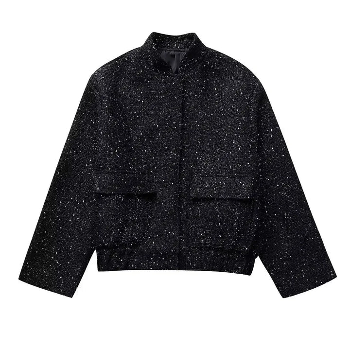 Sparkly Pure Color Sequins Short Jacket