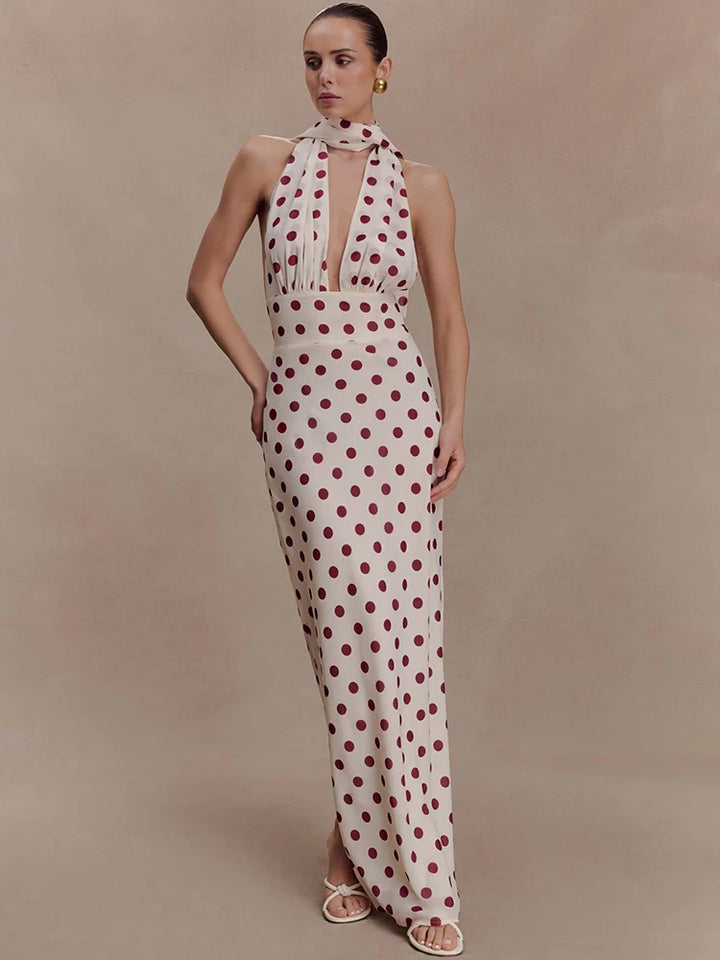 Classic Halter Deep V Neck Dress