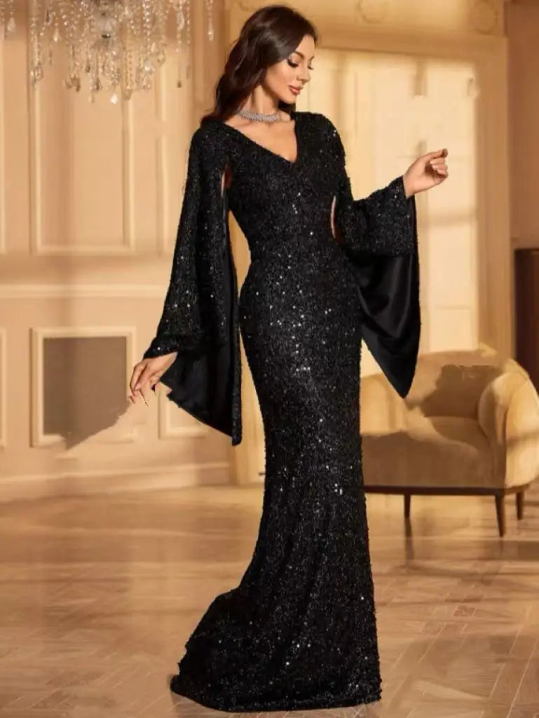 Elegant Flared Cuffs Evening Party Dress