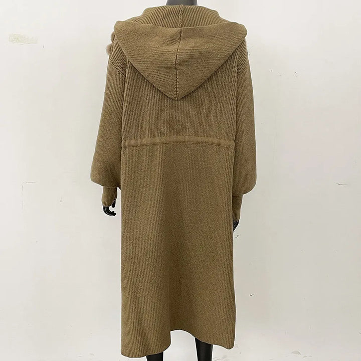 Luxury Real Fur Knitting Oversized Cardigan