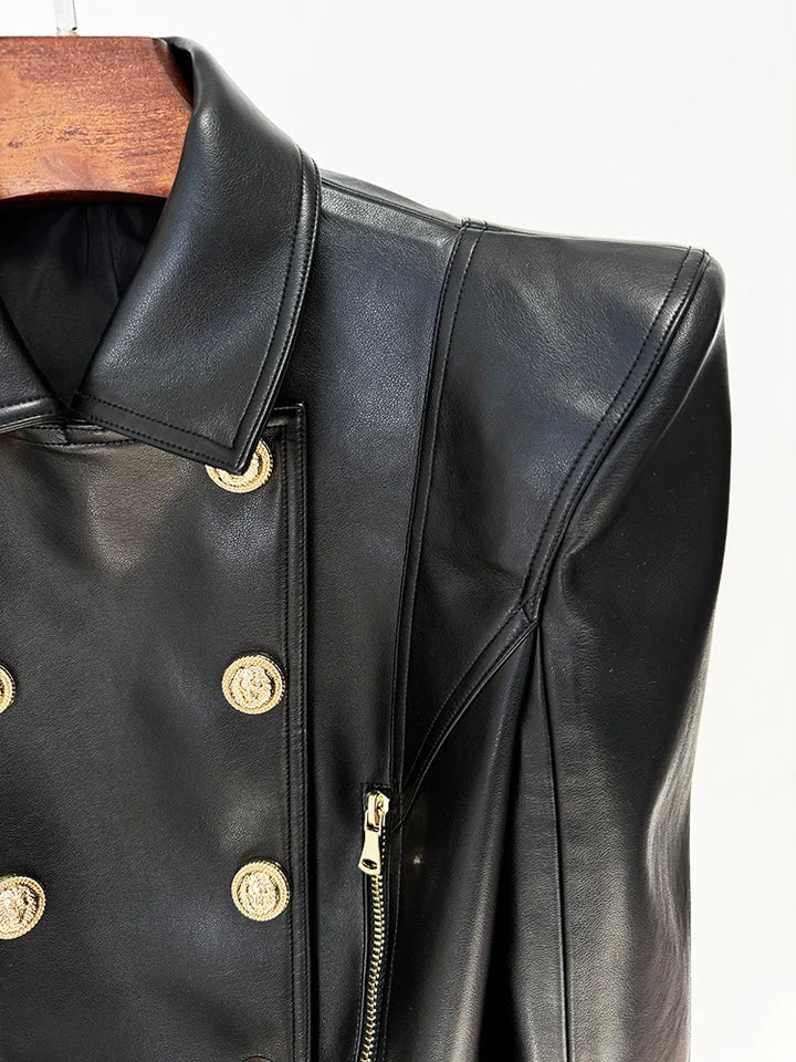 Peak Shoulder Double Breasted Moto Jacket