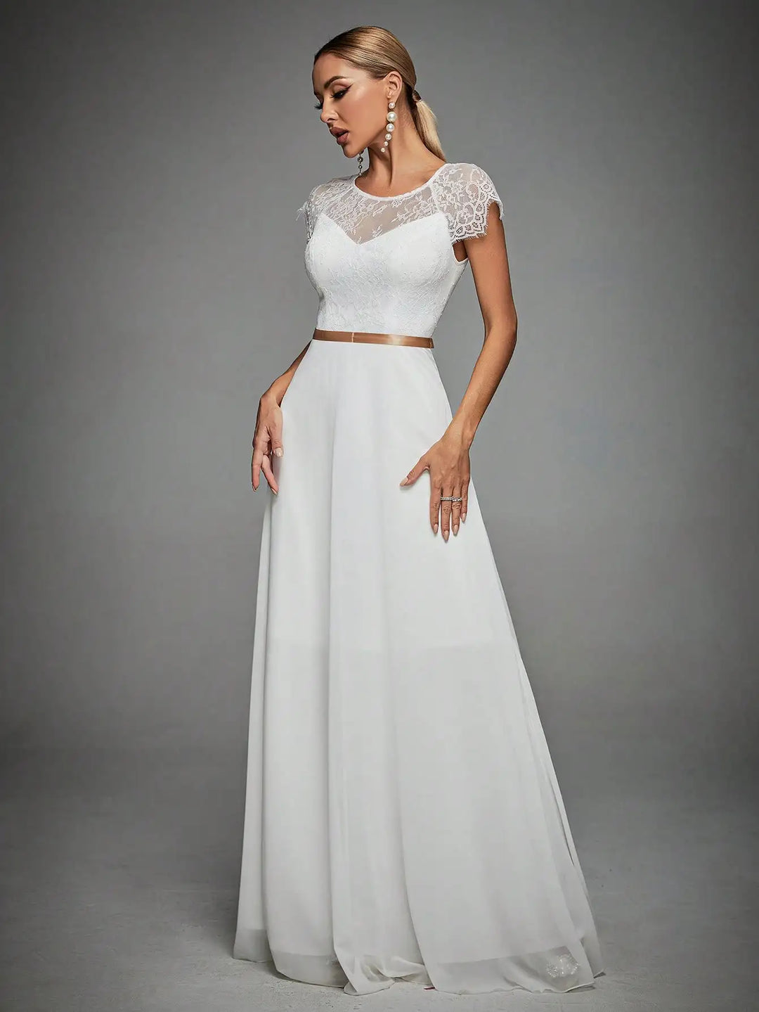 Stunning Eyelash Lace Bridesmaid Ball Gown