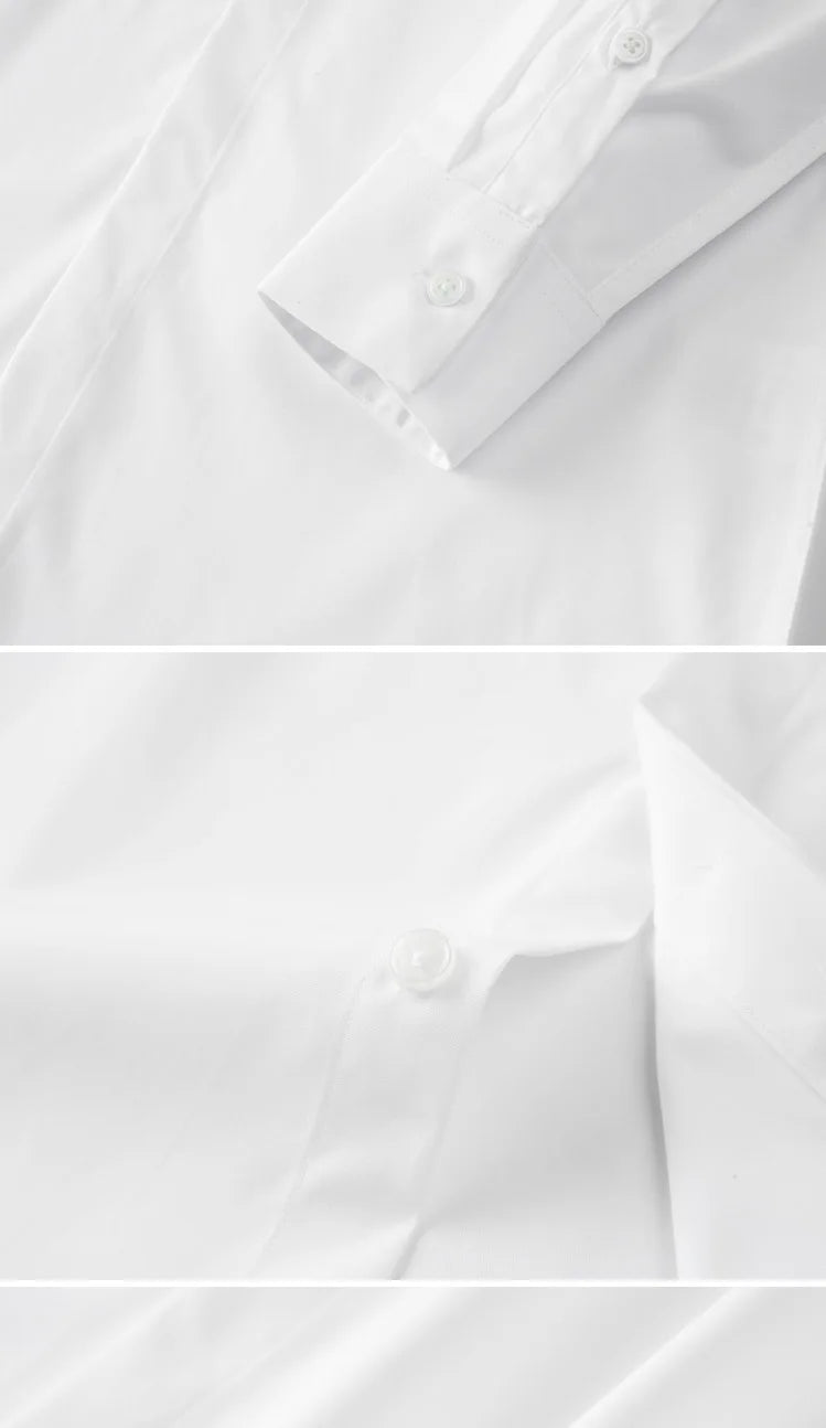 White dress shirt close-up of button placket and collar