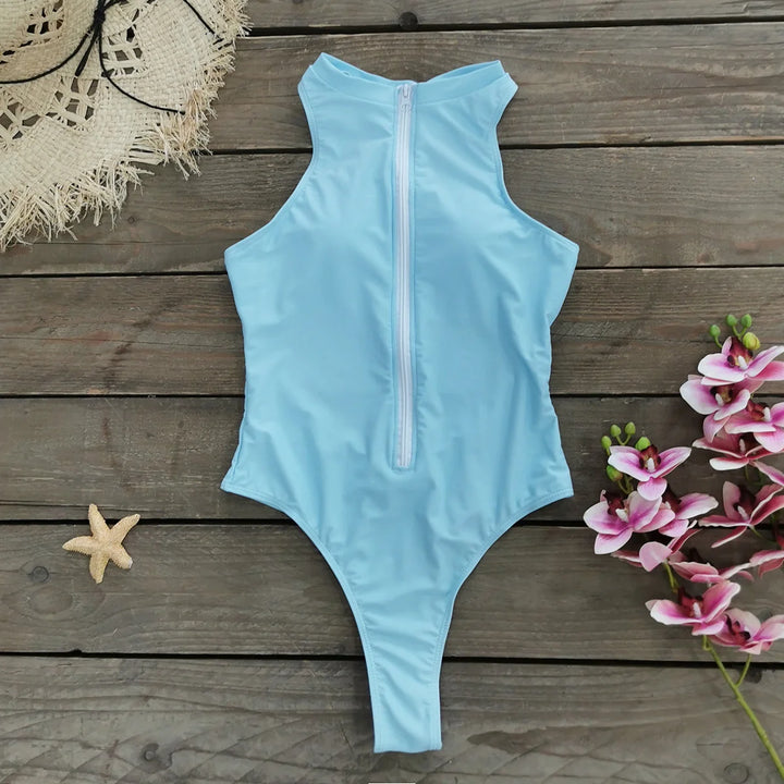 Sporty Surf Style One Piece Swimsuit