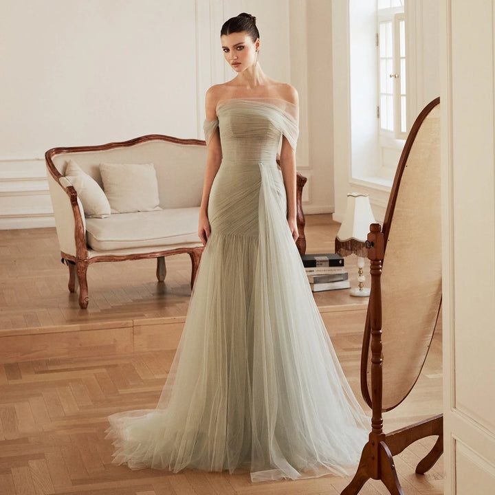 Romantic Soft Tulle Evening Party Gown
