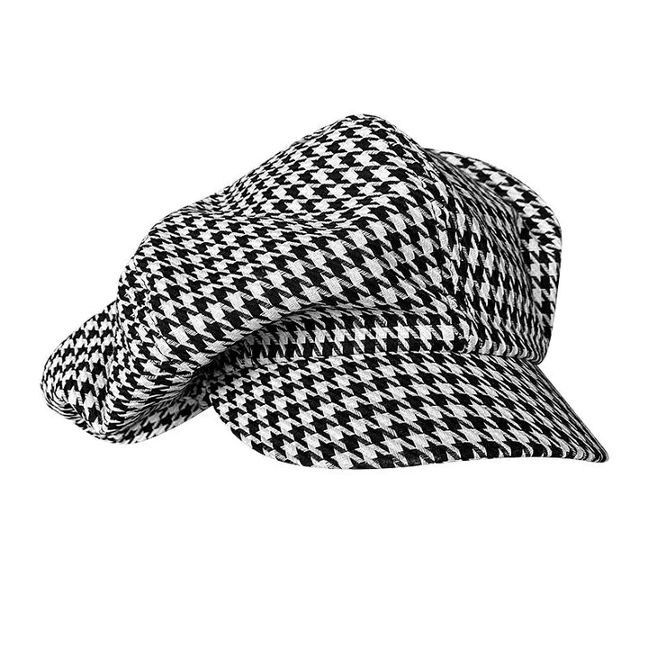 Classic Houndstooth Octagonal Beret Hat