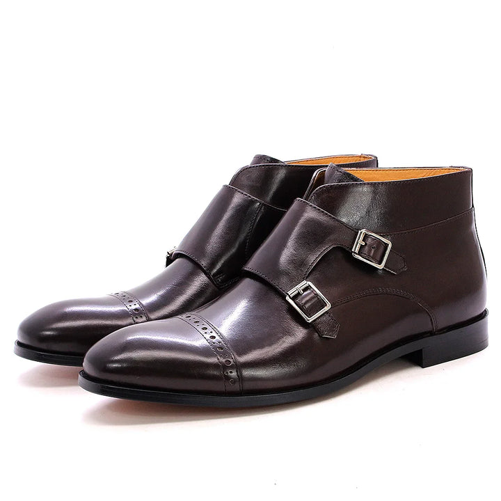Premium Double Monk Straps Leather Boots