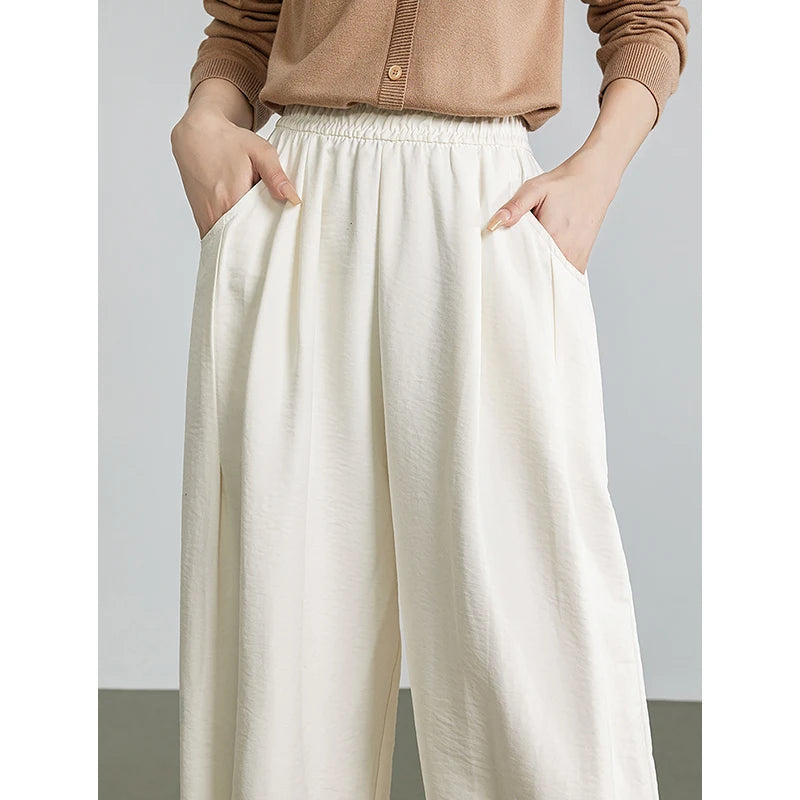 Elastic Waist Wide Leg Pants