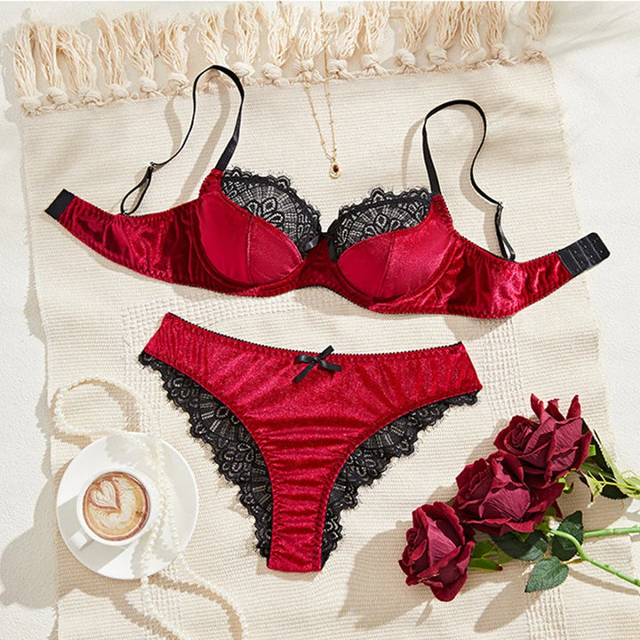 Refined Velvet Spliced Lingerie