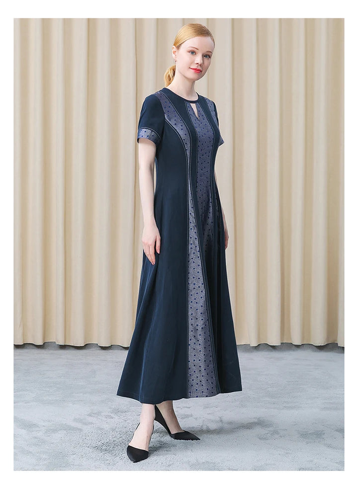 Wave Point Jacquard Silk Dress