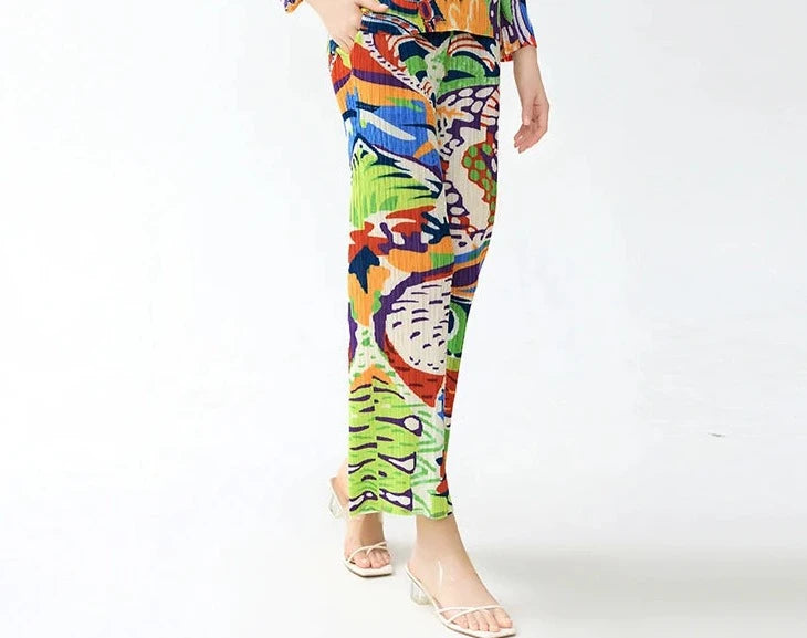 Pleated Fashion Painted Printed Outfits