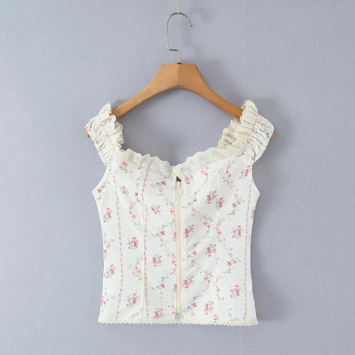 Sweet Floral Embroidery Tank Top