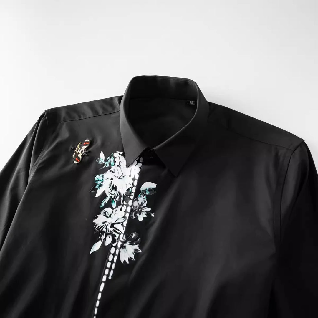 Fashionable Butterfly Logo Slim Fit Shirt