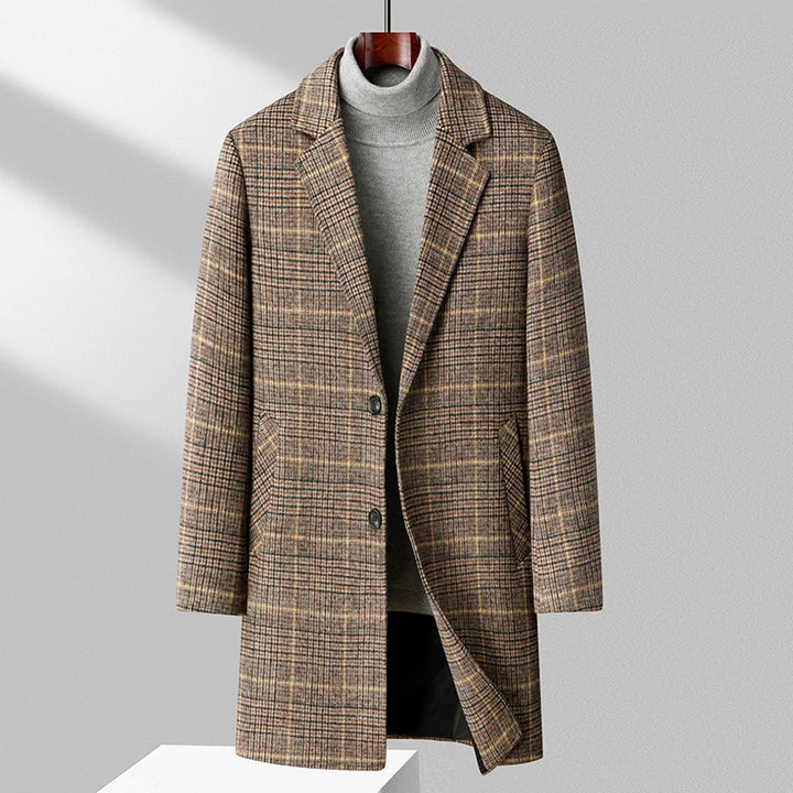 Classic Mid-Length Plaid Woolen Coat