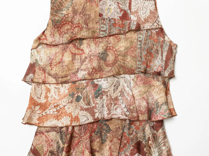 Effortlessly Floral Print Ruffles Layered Dress