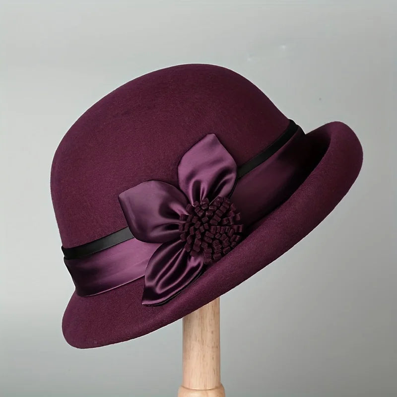 Elegant French Rolled Brim Wool Hat