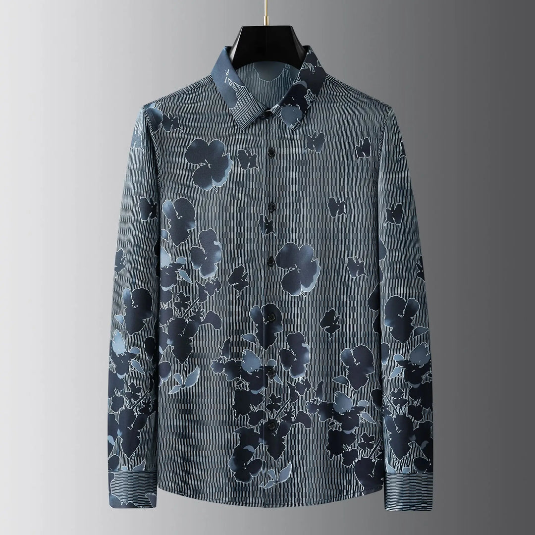 Sophisticated Autumn Flower Dress Shirt