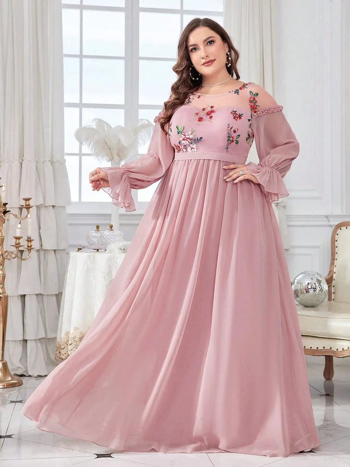 Fetching Half-through Plus-Size Evening Dress