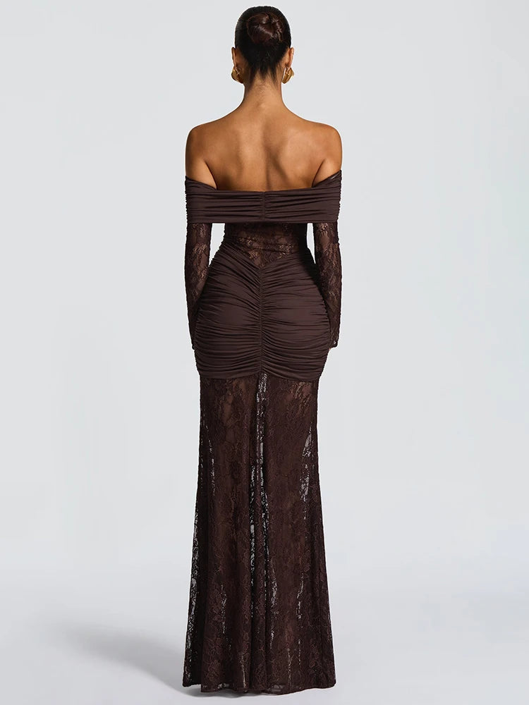 Beauteous See Through Strapless Maxi Dress