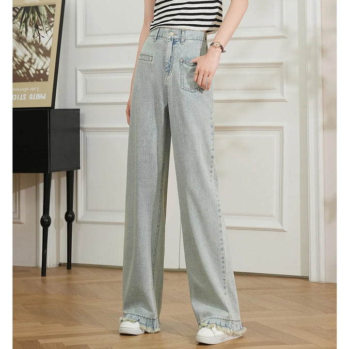 High-Waist Wide Leg Denim Pants